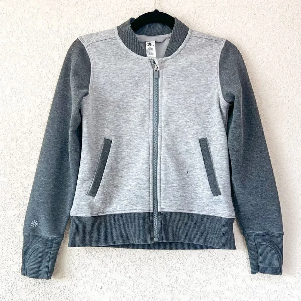 Athleta Girl Track Star Gray Zipper Jacket Size 6